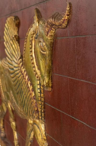 Egyptian Style Painted Carved Wall Plaque