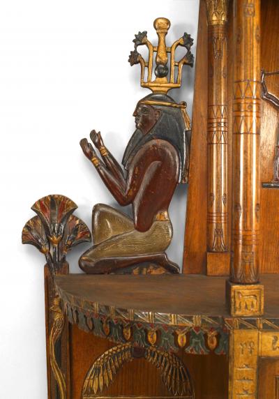 Egyptian Style Painted Hanging Wall Cabinet