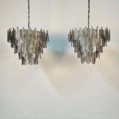 Eicholtz Modern Art Deco Style Chandelier Brass Smoked Glass 2010s
