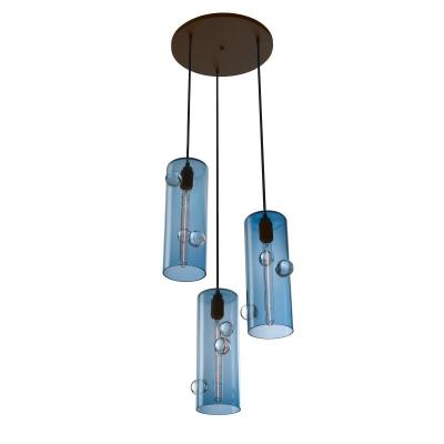 Eidos Glass Obscura Triple Pendant Chandelier