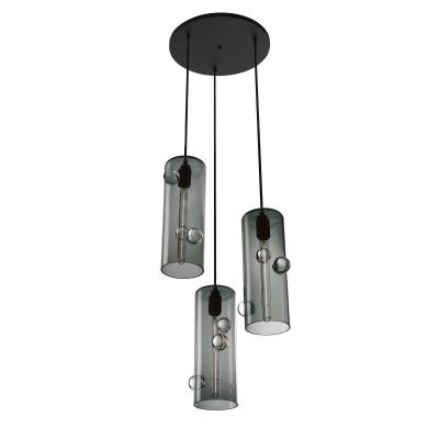 Eidos Glass Obscura Triple Pendant Chandelier