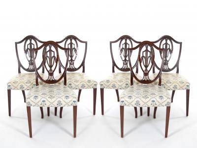 Eight Antique Hepplewhite Carved Mahogany Prince of Wales Dining Side Chair