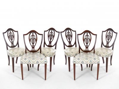 Eight Antique Hepplewhite Carved Mahogany Prince of Wales Dining Side Chair
