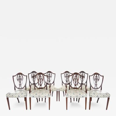 Eight Antique Hepplewhite Carved Mahogany Prince of Wales Dining Side Chair