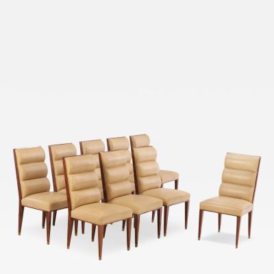 Eight Art Deco Ruhlmann Style Dining Chairs