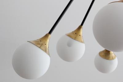 Eight Glass Stilnovo Globe Chandelier