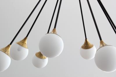 Eight Glass Stilnovo Globe Chandelier