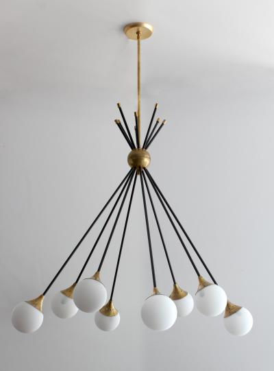 Eight Glass Stilnovo Globe Chandelier
