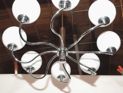 Eight Light Chrome Chandelier