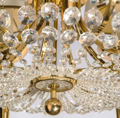 Eight Light Crystal and Gilt Bronze Chandelier