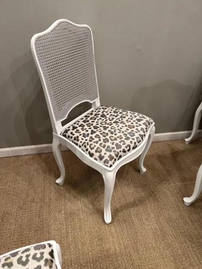 Eight Louis XV Style Cane Back Dining Chairs with Slip Seats