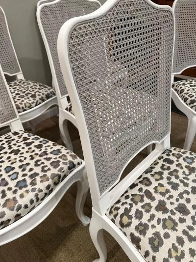 Eight Louis XV Style Cane Back Dining Chairs with Slip Seats