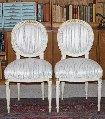 Eighteen Louis XVI Revival Dining Chairs En Peinte