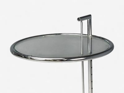 Eileen Gray Chrome Glass Adjustable Side Tables Italy 1970s