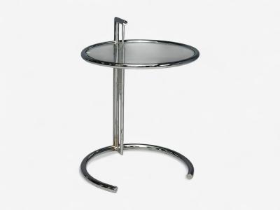 Eileen Gray Chrome Glass Adjustable Side Tables Italy 1970s