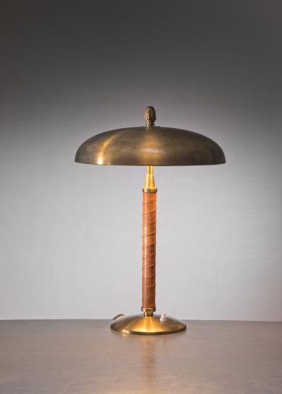 Einar Backstrom Einar Ba ckstro m Brass and Leather Table Lamp