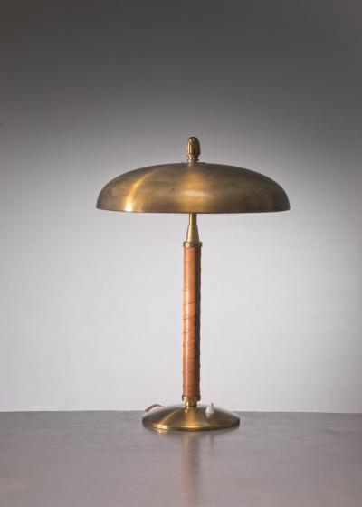 Einar Backstrom Einar Ba ckstro m Brass and Leather Table Lamp