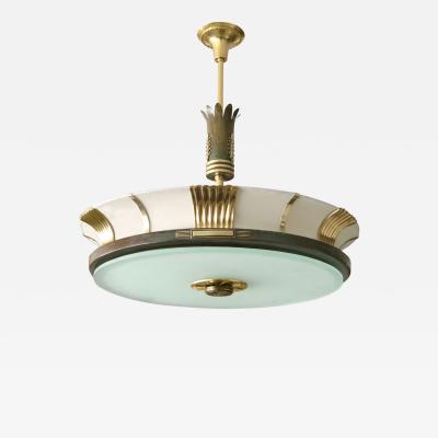 Einar Backstrom Einar Backstrom Swedish Art Deco Chandelier in polished and patined brass 