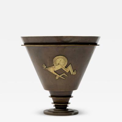 Einar Dragsted Patinated Bronze Art Deco Vase by Einar Dragsted