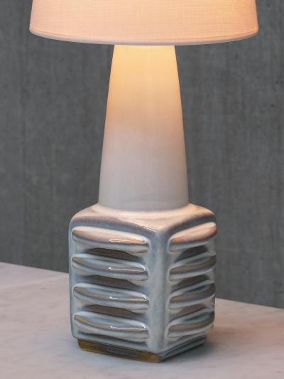 Einar Johansen Einar Johansen Misty Blue Glazed Ceramic Table Lamp S holm Denmark 1960s