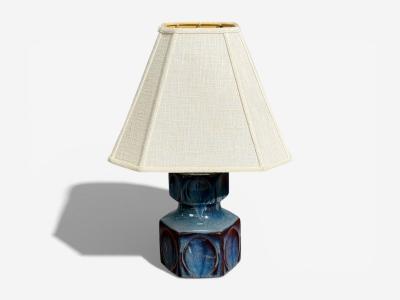 Einar Johansen Einar Johansen Table Lamp Blue Glazed Ceramic Denmark 1960s