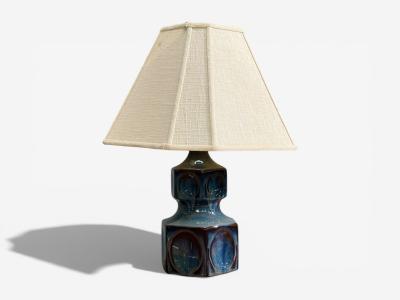 Einar Johansen Einar Johansen Table Lamp Blue Glazed Ceramic Denmark 1960s