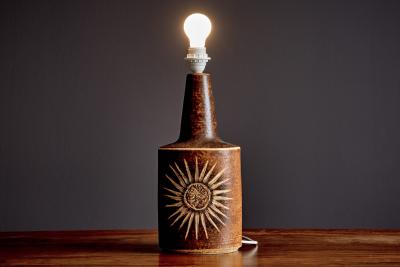 Einar Johansen Huge Ceramic Table Lamp by Einar Johansen for S holm with Stylised Sun