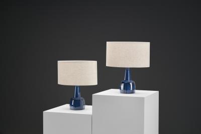 Einar Johansen Pair of 1020 Blue Ceramic Table Lamps by Einar Johansen Denmark ca 1960s