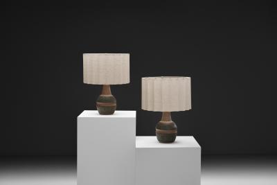 Einar Johansen Pair of 3073 Glazed Stoneware Table Lamps by Einar Johansen Denmark ca 1950s