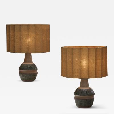 Einar Johansen Pair of 3073 Glazed Stoneware Table Lamps by Einar Johansen Denmark ca 1950s