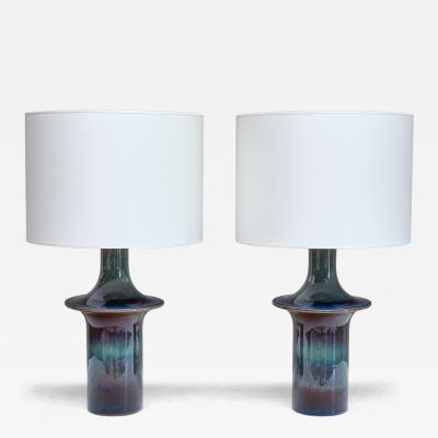 Einar Johansen Pair of Einar Johansen Table Lamps in Glazed Stoneware S holm Denmark 1960s