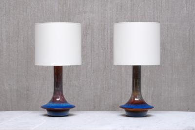 Einar Johansen Pair of Einar Johansen Table Lamps in Glazed Stoneware S holm Denmark 1960s