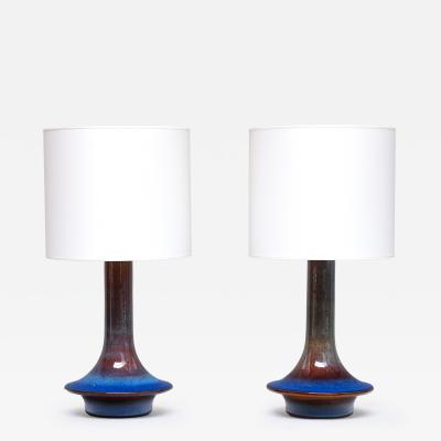 Einar Johansen Pair of Einar Johansen Table Lamps in Glazed Stoneware S holm Denmark 1960s