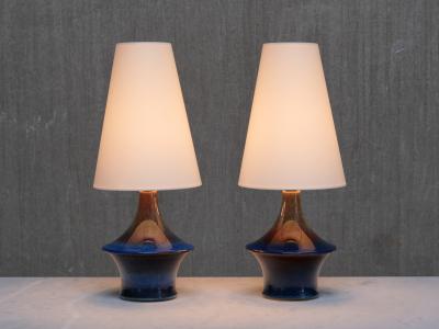 Einar Johansen Pair of Einar Johansen Table Lamps in Glazed Stoneware S holm Denmark 1960s