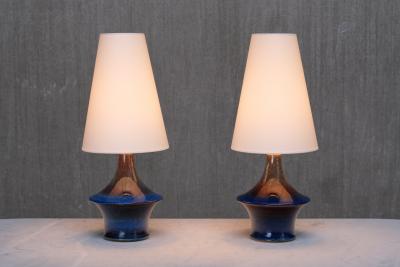Einar Johansen Pair of Einar Johansen Table Lamps in Glazed Stoneware S holm Denmark 1960s