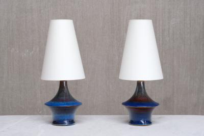 Einar Johansen Pair of Einar Johansen Table Lamps in Glazed Stoneware S holm Denmark 1960s