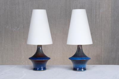 Einar Johansen Pair of Einar Johansen Table Lamps in Glazed Stoneware S holm Denmark 1960s