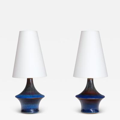 Einar Johansen Pair of Einar Johansen Table Lamps in Glazed Stoneware S holm Denmark 1960s