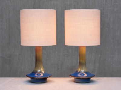 Einar Johansen Pair of Einar Johansen Table Lamps in Glazed Stoneware S holm Denmark 1960s