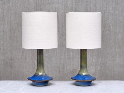 Einar Johansen Pair of Einar Johansen Table Lamps in Glazed Stoneware S holm Denmark 1960s