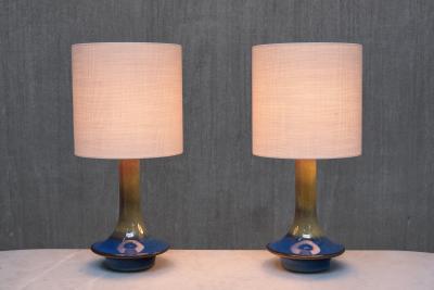 Einar Johansen Pair of Einar Johansen Table Lamps in Glazed Stoneware S holm Denmark 1960s