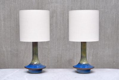 Einar Johansen Pair of Einar Johansen Table Lamps in Glazed Stoneware S holm Denmark 1960s