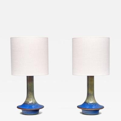 Einar Johansen Pair of Einar Johansen Table Lamps in Glazed Stoneware S holm Denmark 1960s