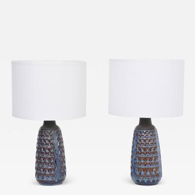 Einar Johansen Pair of Tall Blue Mid Century Modern Table Lamps by Einar Johansen for Soholm