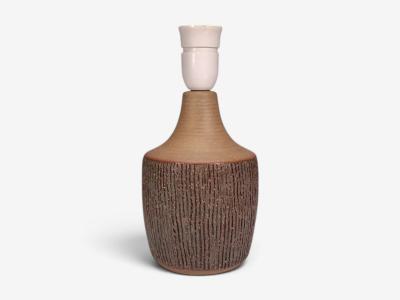 Einar Johansen Rustic Table Lamp Brown Stoneware Denmark 1960s