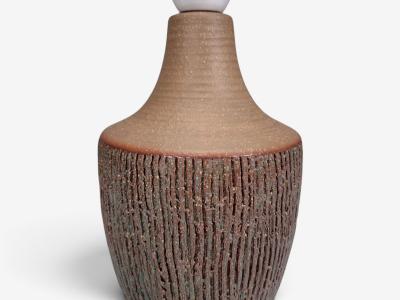 Einar Johansen Rustic Table Lamp Brown Stoneware Denmark 1960s