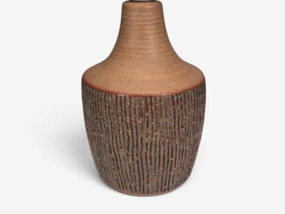 Einar Johansen Rustic Table Lamp Brown Stoneware Denmark 1960s