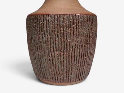 Einar Johansen Rustic Table Lamp Brown Stoneware Denmark 1960s