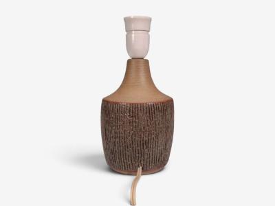 Einar Johansen Rustic Table Lamp Brown Stoneware Denmark 1960s
