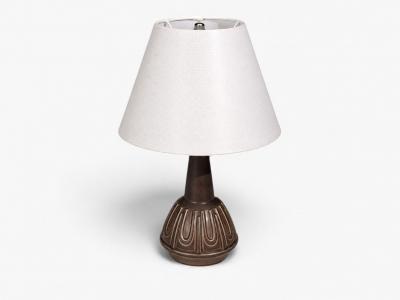 Einar Johansen Table Lamp Chocolate Brown Stoneware Denmark 1960s